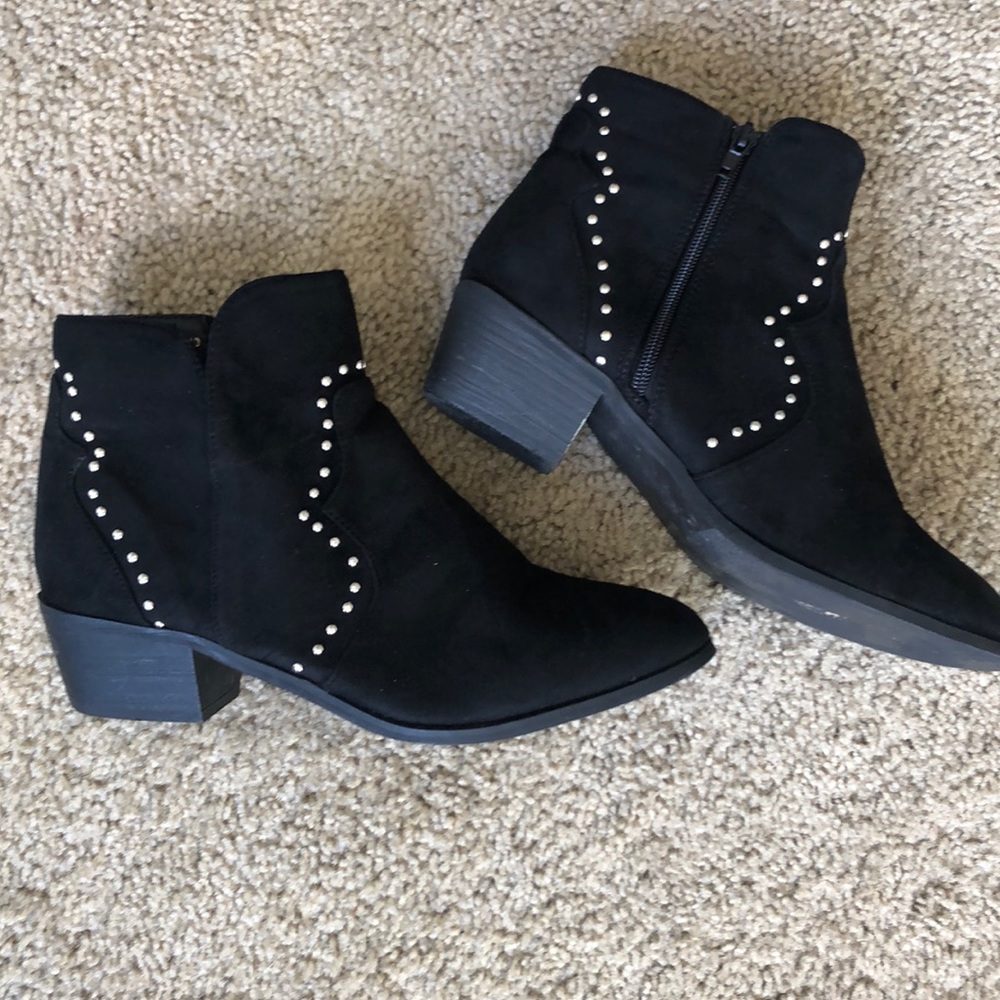 Black Studded Western Booties